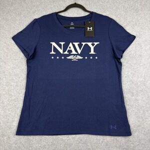 US Naval Academy Under Armour Loose Fit Graphic Tee Women Large Blue New